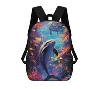 sinyumoney Mochilas Para Niños Dolphins in A Colorful Ocean Mochila Escolar Impresa En 3D Mochila De Moda Mochilas Escolares De Viaje Para La Escuela O Viajes 17inch