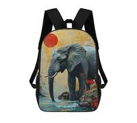 sinyumoney Mochilas Para Niños Elephant with Sunset Mochila Escolar Impresa En 3D Para Niños Mochilas De Viaje De Moda Para Niños Estudiantes Escolares 17inch