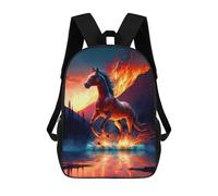 sinyumoney Mochilas Para Niños Flaming Horse Reflections Mochila Escolar Impresa En 3D Para Niños Mochilas De Viaje De Moda Para Niños Estudiantes Escolares 17inch