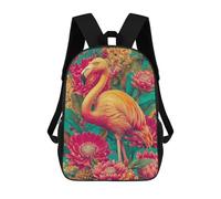 sinyumoney Mochilas Para Niños Flamingo in Floral Paradise Mochila Escolar Impresa En 3D Para Niños Mochilas De Viaje De Moda Para Niños Estudiantes Escolares 17inch