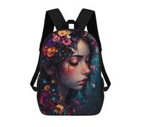 sinyumoney Mochilas Para Niños Floral Portrait Mochila Escolar Impresa En 3D Para Niños Mochilas De Viaje De Moda Para Niños Estudiantes Escolares 17inch
