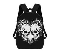 sinyumoney Mochilas Para Niños Floral Skull Heart Mochila Escolar Impresa En 3D Para Niños Mochilas De Viaje De Moda Para Niños Estudiantes Escolares 17inch