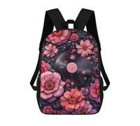 sinyumoney Mochilas Para Niños Floral Vinyl Record Mochila Escolar Impresa En 3D Para Niños Mochilas De Viaje De Moda Para Niños Estudiantes Escolares 17inch