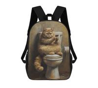 sinyumoney Mochilas Para Niños Funny Fat Cat Toilet Phone Mochila Escolar Impresa En 3D Para Niños Mochilas De Viaje De Moda Para Niños Estudiantes Escolares 17inch