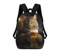 sinyumoney Mochilas Para Niños Funny Tavern Cat With Beer Mochila Escolar Impresa En 3D Para Niños Mochilas De Viaje De Moda Para Niños Estudiantes Escolares 17inch