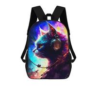 sinyumoney Mochilas Para Niños Galactic Cat with Headphones Mochila Escolar Impresa En 3D Para Niños Mochilas De Viaje De Moda Para Niños Estudiantes Escolares 17inch
