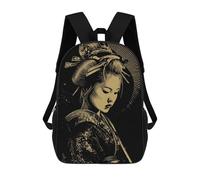 sinyumoney Mochilas Para Niños Geisha Portrait in Gold And Black Mochila Escolar Mochila Para Niños Mochila De Viaje Mochilas Para Libros Mochila Impresa En 3D Para Niños Y Niñas 17inch