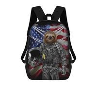 sinyumoney Mochilas Para Niños Giant Sloth in Air Force Mochila Escolar Mochila Para Niños Mochila De Viaje Mochilas Para Libros Mochila Impresa En 3D Para Niños Y Niñas 17inch