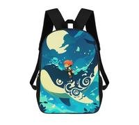 sinyumoney Mochilas Para Niños Girl Riding Whale Mochila Escolar Impresa En 3D Para Niños Mochilas De Viaje De Moda Para Niños Estudiantes Escolares 17inch