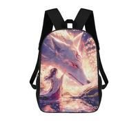 sinyumoney Mochilas Para Niños Girl with Her Kitsune Mochila Escolar Para Niños Mochila De Viaje Mochila Escolar Para Estudiantes Bolsa Para Libros Y Material Escolar Mochilas Escolares 17inch