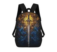 sinyumoney Mochilas Para Niños Golden Sword Stained Glass Mochila Escolar Impresa En 3D Para Niños Mochilas De Viaje De Moda Para Niños Estudiantes Escolares 17inch