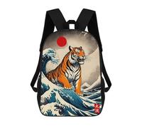 sinyumoney Mochilas Para Niños Great Wave of Tiger Mochila Escolar Impresa En 3D Mochila De Moda Mochilas Escolares De Viaje Para La Escuela O Viajes 17inch