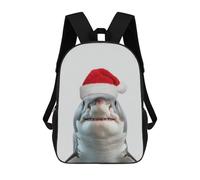 sinyumoney Mochilas Para Niños Great White Shark with Santa Hat Mochila Escolar Impresa En 3D Para Niños Mochilas De Viaje De Moda Para Niños Estudiantes Escolares 17inch