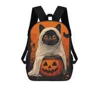 sinyumoney Mochilas Para Niños Halloween Cat Ghost Mochila Escolar Mochila Para Niños Mochila De Viaje Mochilas Para Libros Mochila Impresa En 3D Para Niños Y Niñas 17inch