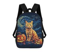 sinyumoney Mochilas Para Niños Halloween Cat & Pumpkins Mochila Escolar Impresa En 3D Para Niños Mochilas De Viaje De Moda Para Niños Estudiantes Escolares 17inch