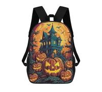 sinyumoney Mochilas Para Niños Halloween Haunted House with Pumpkins Mochila Escolar Mochila Para Niños Mochila De Viaje Mochilas Para Libros Mochila Impresa En 3D Para Niños Y Niñas 17inch