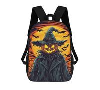 sinyumoney Mochilas Para Niños Halloween Pumpkin Scarecrow with Bats Mochila Escolar Impresa En 3D Para Niños Mochilas De Viaje De Moda Para Niños Estudiantes Escolares 17inch