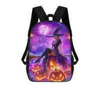 sinyumoney Mochilas Para Niños Halloween Witch on Pumpkins Mochila Escolar Impresa En 3D Para Niños Mochilas De Viaje De Moda Para Niños Estudiantes Escolares 17inch