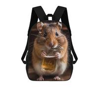 sinyumoney Mochilas Para Niños Hamster Drinking Beer Mochila Escolar Impresa En 3D Para Niños Mochilas De Viaje De Moda Para Niños Estudiantes Escolares 17inch
