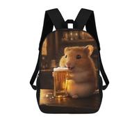 sinyumoney Mochilas Para Niños Hamster with Beer in A Bar Mochila Escolar Impresa En 3D Para Niños Mochilas De Viaje De Moda Para Niños Estudiantes Escolares 17inch