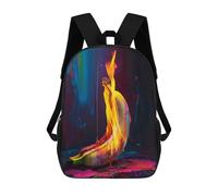 sinyumoney Mochilas para niños impresos en 3D Lone Wolf Collage bolsas de escuela para niños y niñas, bolsas de viaje, bolsas de libros para la escuela o viajes, Surreal Banana In Flames, 17"