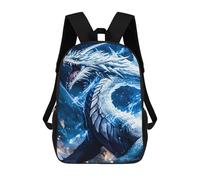 sinyumoney Mochilas para niños impresos en 3D Lone Wolf Collage bolsas de escuela para niños y niñas, bolsas de viaje, bolsas de libros para la escuela o viajes, White Dragon, 17"