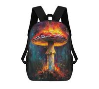 sinyumoney Mochilas para niños impresos en 3D Lone Wolf Collage bolsas de escuela para niños y niñas, bolsas de viaje, bolsas de libros para la escuela o viajes, Abstracto Mushroom Flames, 17"