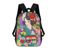 sinyumoney Mochilas Para Niños Japan Flower Girl Kimono Mochila Escolar Impresa En 3D Mochila De Moda Mochilas Escolares De Viaje Para La Escuela O Viajes 17inch