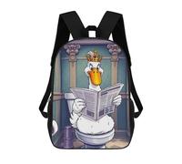 sinyumoney Mochilas Para Niños King Duck on The Toilet Mochila Escolar Mochila Para Niños Mochila De Viaje Mochilas Para Libros Mochila Impresa En 3D Para Niños Y Niñas 17inch