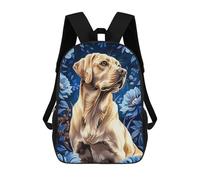 sinyumoney Mochilas Para Niños Labrador with Blue Floral Background Mochila Escolar Impresa En 3D Mochila De Moda Mochilas Escolares De Viaje Para La Escuela O Viajes 17inch