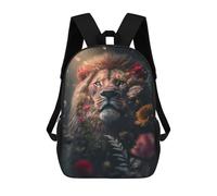 sinyumoney Mochilas Para Niños Lion Surrounded by Flowers Mochila Escolar Mochila Para Niños Mochila De Viaje Mochilas Para Libros Mochila Impresa En 3D Para Niños Y Niñas 17inch