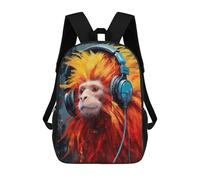 sinyumoney Mochilas Para Niños Lion with Headphones Mochila Escolar Impresa En 3D Mochila De Moda Mochilas Escolares De Viaje Para La Escuela O Viajes 17inch