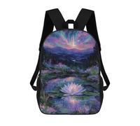 sinyumoney Mochilas Para Niños Lotus Flower in A Magical Landscape Mochila Escolar Impresa En 3D Para Niños Mochilas De Viaje De Moda Para Niños Estudiantes Escolares 17inch