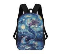 sinyumoney Mochilas Para Niños Mermaid Under Starry Night Mochila Escolar Mochila Para Niños Mochila De Viaje Mochilas Para Libros Mochila Impresa En 3D Para Niños Y Niñas 17inch