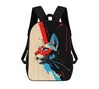 sinyumoney Mochilas Para Niños Mochila Escolar Abstract Cat Portrait with Bold Colors Mochila Escolar Impresa En 3D Para Niños Estudiantes De Primaria Y Secundaria 17inch