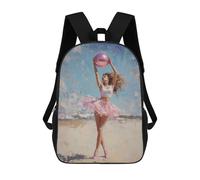 sinyumoney Mochilas Para Niños Mochila Escolar Ballerina on The Beach Painting Gymnastics Wall Print for Girls Mochila Escolar Impresa En 3D Para Niños Estudiantes De Primaria Y Secundaria 17inch