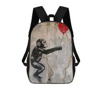 sinyumoney Mochilas Para Niños Mochila Escolar Banksy Ape Red Balloon Art Mochila Escolar Impresa En 3D Para Niños Estudiantes De Primaria Y Secundaria 17inch
