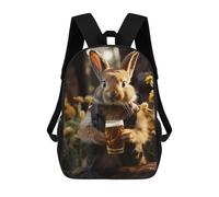 sinyumoney Mochilas Para Niños Mochila Escolar Beer-Loving Rabbit Art Mochila Escolar Impresa En 3D Para Niños Estudiantes De Primaria Y Secundaria 17inch