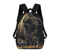 sinyumoney Mochilas Para Niños Mochila Escolar Bison Chess Mochila Escolar Impresa En 3D Para Niños Estudiantes De Primaria Y Secundaria 17inch