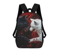 sinyumoney Mochilas Para Niños Mochila Escolar Black And White Wolves Mochila Escolar Impresa En 3D Para Niños Estudiantes De Primaria Y Secundaria 17inch