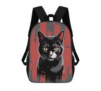 sinyumoney Mochilas Para Niños Mochila Escolar Black Cat Portrait with Red Backdrop Mochila Escolar Impresa En 3D Para Niños Estudiantes De Primaria Y Secundaria 17inch