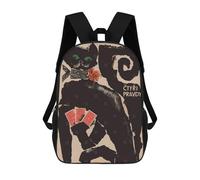 sinyumoney Mochilas Para Niños Mochila Escolar Black Cat with Playing Cards Mochila Escolar Impresa En 3D Para Niños Estudiantes De Primaria Y Secundaria 17inch