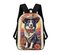 sinyumoney Mochilas Para Niños Mochila Escolar Border Collie Cowboy Mochila Escolar Impresa En 3D Para Niños Estudiantes De Primaria Y Secundaria 17inch