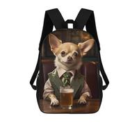 sinyumoney Mochilas Para Niños Mochila Escolar Chihuahua Dog in The Pub Mochila Escolar Impresa En 3D Para Niños Estudiantes De Primaria Y Secundaria 17inch