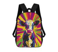 sinyumoney Mochilas Para Niños Mochila Escolar Colorful Cow Pop Art Portrait Mochila Escolar Impresa En 3D Para Niños Estudiantes De Primaria Y Secundaria 17inch