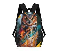 sinyumoney Mochilas Para Niños Mochila Escolar Colorful Owl with Abstract Strokes Mochila Escolar Impresa En 3D Para Niños Estudiantes De Primaria Y Secundaria 17inch