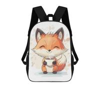 sinyumoney Mochilas Para Niños Mochila Escolar Cute Fox with Coffee Mochila Escolar Impresa En 3D Para Niños Estudiantes De Primaria Y Secundaria 17inch