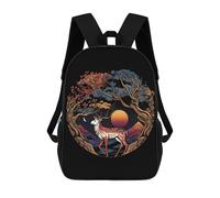 sinyumoney Mochilas Para Niños Mochila Escolar Deer Gold Tree Mochila Escolar Impresa En 3D Para Niños Estudiantes De Primaria Y Secundaria 17inch