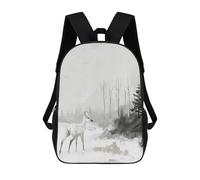 sinyumoney Mochilas Para Niños Mochila Escolar Deer in Winter Forest Painting Mochila Escolar Impresa En 3D Para Niños Estudiantes De Primaria Y Secundaria 17inch