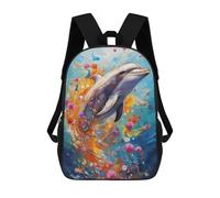 sinyumoney Mochilas Para Niños Mochila Escolar Dolphin Swimming in Paint Mochila Escolar Impresa En 3D Para Niños Estudiantes De Primaria Y Secundaria 17inch